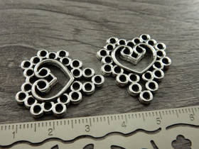 Sydänriipus/korulinkki, 26x24mm, kromi, 1kpl