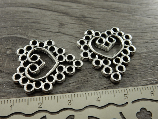 Sydänriipus/korulinkki, 26x24mm, kromi, 1kpl