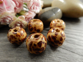 Puuhelmi kuvio, 12mm, ruskea, 10kpl