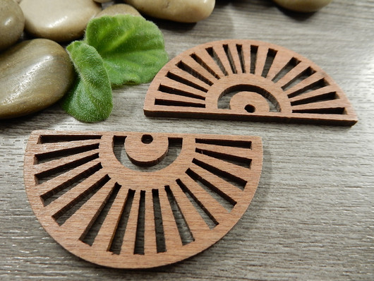 Puuriipus puoliympyrä, 55x30mm, ruskea, 1kpl