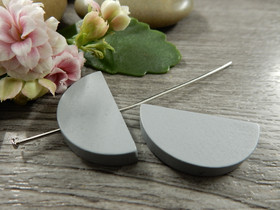 Puoliympyrä puuhelmi, 25x13mm, harmaa, 10kpl