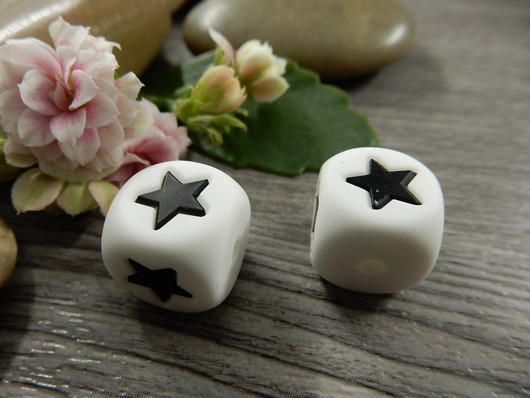 Silikonihelmi tähti, 12mm, valkoinen, 1kpl