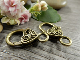 Rapulukko sydän, 25mm, pronssi, 1kpl