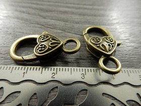 Rapulukko sydän, 25mm, pronssi, 1kpl