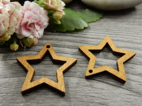 Puuriipus tähti, 24x25mm, ruskea, 1kpl