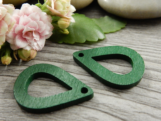 Puuriipus pisara, 25x17mm, vihreä, 1kpl