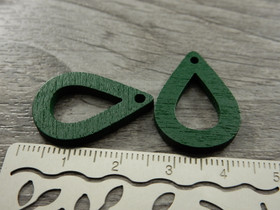 Puuriipus pisara, 25x17mm, vihreä, 1kpl