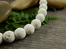 Laavakivihelmi, 8mm, valkoinen, 10kpl