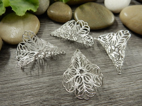 Helmihattu filigraani, 29x24mm, kirkashopea, 10kpl