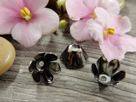 Helmihattu kukka, 10mm, gunmetal, 10kpl