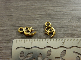Kuu ja tähti riipus, 12x7mm, antiikinkulta, 1kpl