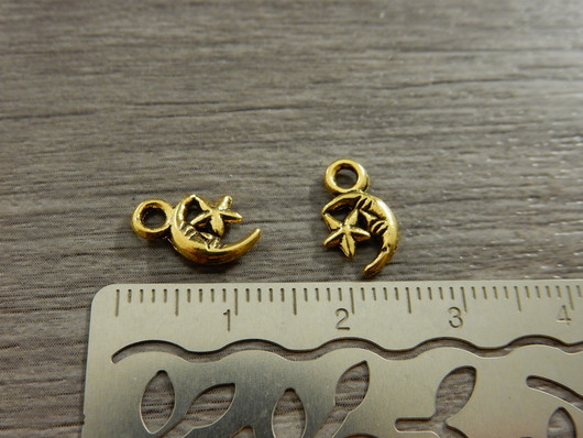 Kuu ja tähti riipus, 12x7mm, antiikinkulta, 1kpl