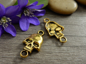 Pääkalloriipus/ linkki, 22x11mm, antiikinkulta 1kpl