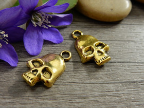 Pääkalloriipus, 18x11mm, antiikinkulta, 1kpl