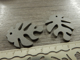 Puuriipus lehti, 30x23mm, harmaa, 1kpl