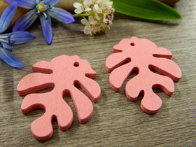 Puuriipus lehti, 30x23mm, pinkki, 1kpl