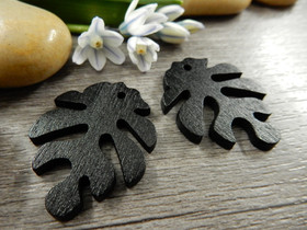 Puuriipus lehti, 30x23mm, musta, 1kpl