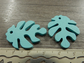 Puuriipus lehti, 30x23mm, turkoosi, 1kpl