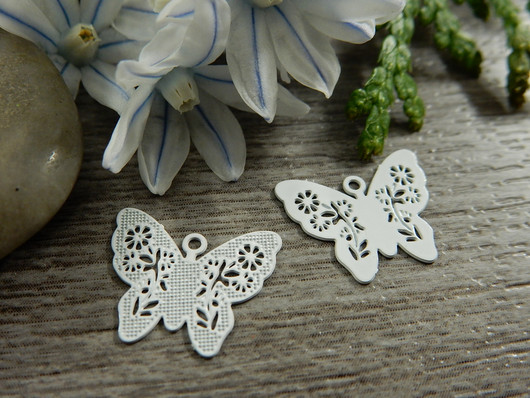 Perhonenriipus, 12x14mm, valkoinen, 1kpl