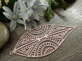 Kuvioriipus, 58x25mm, vaaleanpunainen/persikka, 1kpl