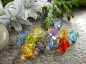 Akryylihelmi fasetoitu, 6mm, mix setti, 20kpl
