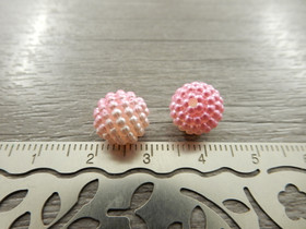 Akryylihelmi vadelma, 10mm, pinkki-valkoinen, 20kpl