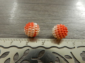 Akryylihelmi vadelma, 10mm, puna-valkoinen, 20kpl