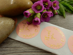 Thank you tarra, 25mm, kulta/vaaleanpunainen, 10kpl