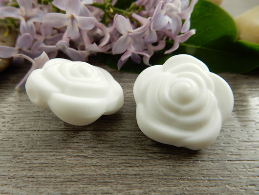 Silikonihelmi ruusu, 21mm, valkoinen, 1kpl