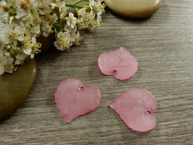 Lehtiriipus akryyli, 15x15mm, pinkki, 1kpl