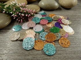 Paljetti/riipus, 10mm, mixsetti, 20kpl