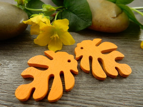 Puuriipus lehti, 30x23mm, oranssi, 1kpl