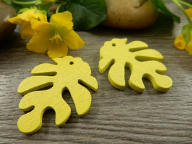 Puuriipus lehti, 30x23mm, keltainen, 1kpl