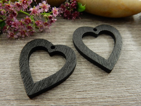 Puuriipus sydän, 25x23mm, musta, 1kpl