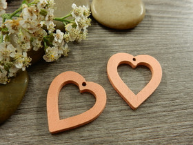 Puuriipus sydän, 25x23mm, persikka, 1kpl