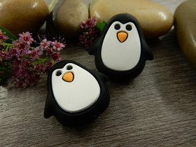 Silikonihelmi pingviini, 26x25mm, musta, 1kpl