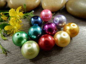Helmiäislasihelmi, 12mm, mixsetti, 10kpl