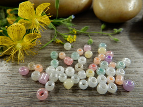 Lasihelmi helmiäinen, 3mm, mixsetti, n.250kpl 