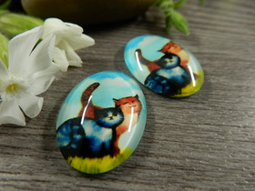 Kapussi kaksi kissaa, 18x25mm, värikäs, 1kpl