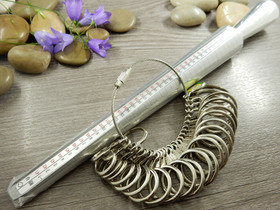 Sormusmittarenkaat ja puikko, 11-22mm, kromi, 1kpl