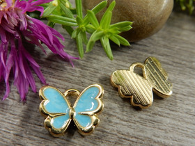 Perhonenriipus, 11x14mm, turkoosi, 1kpl