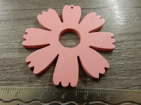 Puuriipus kukka, 48x49mm, vaaleanpunainen, 1kpl