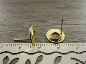 Korvakorutappi ympyrä+lukko kiiltävä, 10x10mm, kulta/rst, 1pari