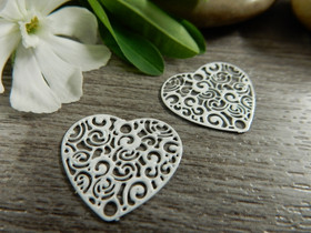 Sydänriipus/linkki, 15x16mm, valkoinen, 1kpl