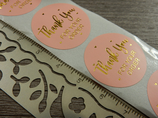 Thank you for your order tarra, 25mm, kulta/vaaleanpunainen, 10kpl