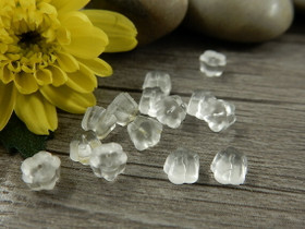 Korvakorun tausta silikoni kukka, 4x3mm, kirkas, 200kpl