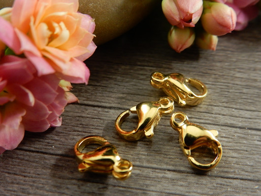 Papukaijalukko, 9x5mm, 24K/kulta/ rst, 1kpl