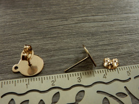 Korvakorutappi lenkillä+lukko, 10x12.5mm, ruusukulta/ PVD/ rst, 1pari