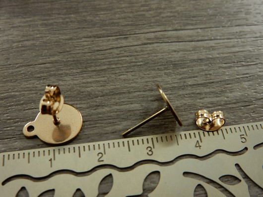 Korvakorutappi lenkillä+lukko, 10x12.5mm, ruusukulta/rst, 1pari