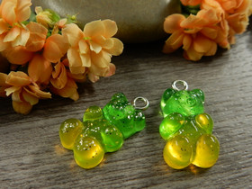 Nalleriipus glitter, 21x11mm, kelta-vihreä, 1kpl